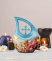 10-inch Butterfly Urn with Cross Drop Design