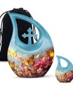 10-inch Butterfly Urn with Cross Drop Design