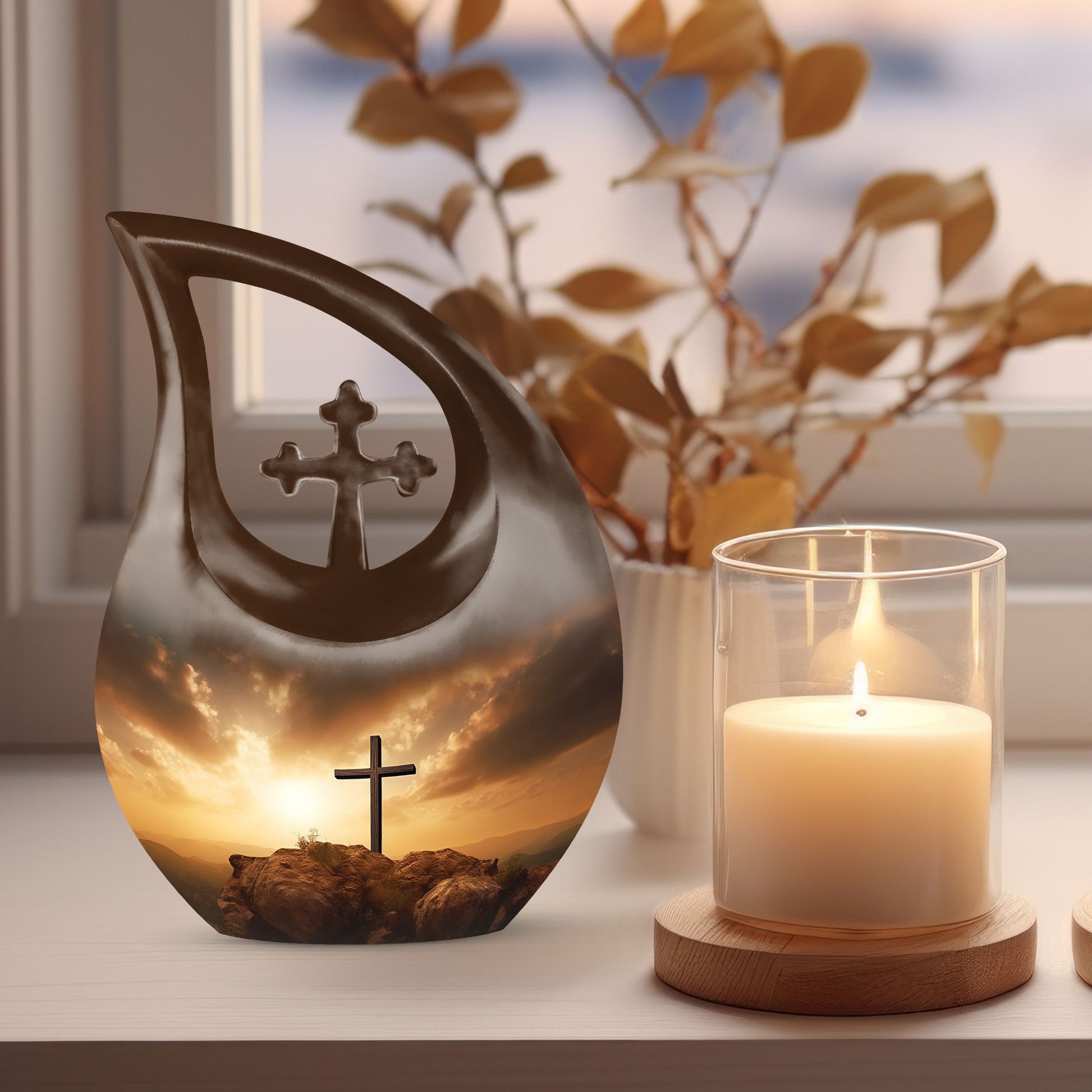 10-inch Jesus Christ Cross Drop Funeral Urn