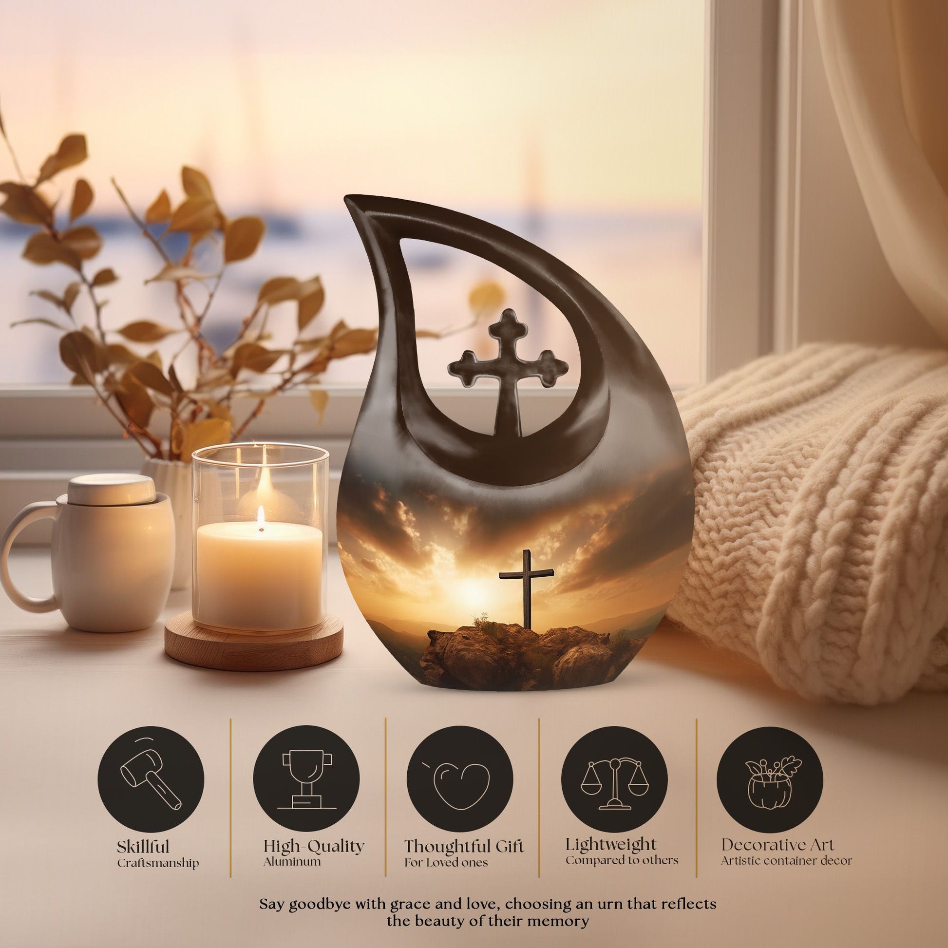 10-inch Jesus Christ Cross Drop Funeral Urn