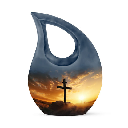 10-inch Jesus Christ Urn, Cross Drop design, Customizable