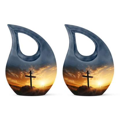 10-inch Jesus Christ Urn, Cross Drop design, Customizable