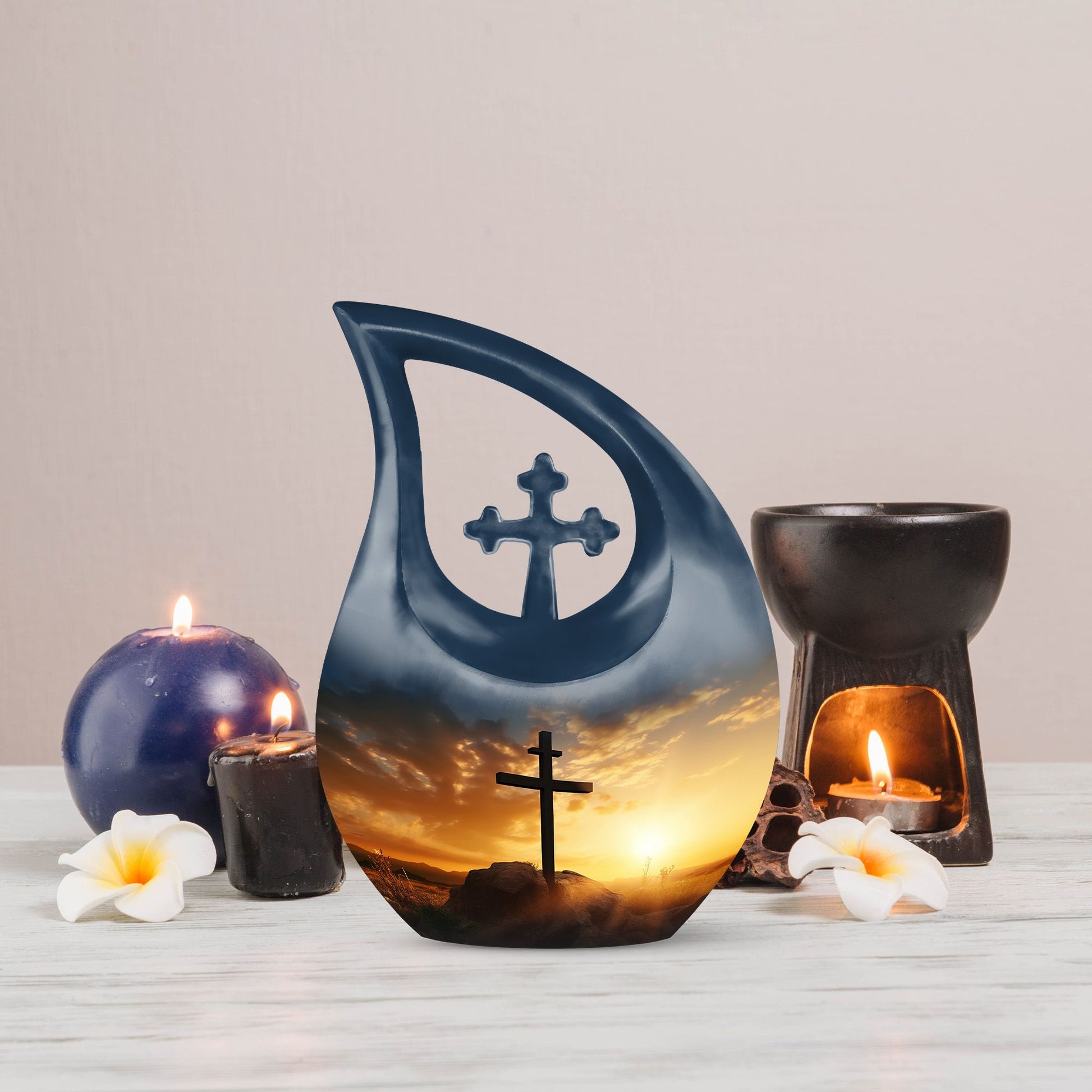 10-inch Jesus Christ Urn, Cross Drop design, Customizable