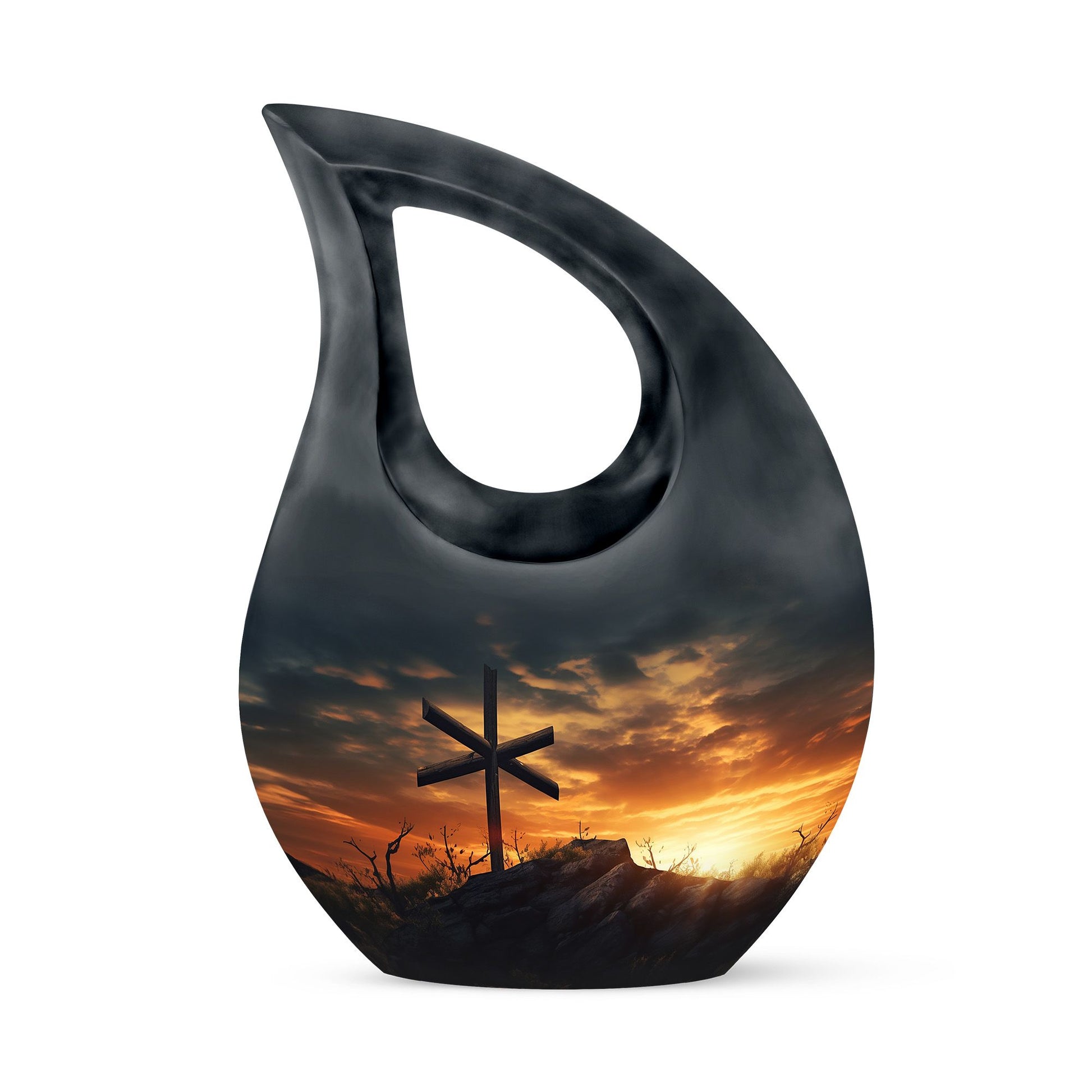10 Inch Jesus Christ Urn in cross drop design, 