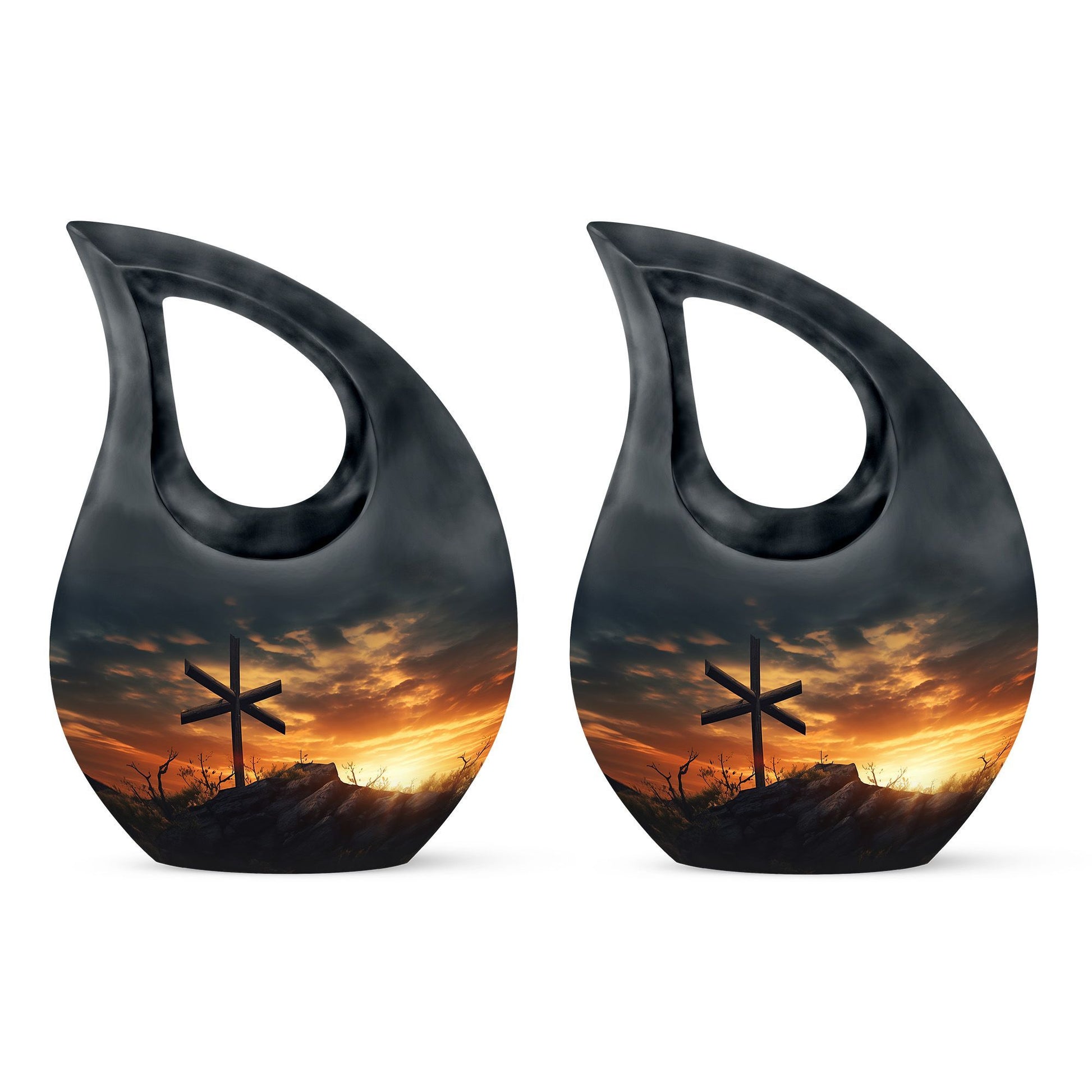 10 Inch Jesus Christ Urn in cross drop design, 