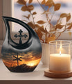 10 Inch Jesus Christ Urn in cross drop design, 