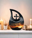 10 Inch Jesus Christ Urn in cross drop design, 