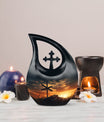 10 Inch Jesus Christ Urn in cross drop design, 