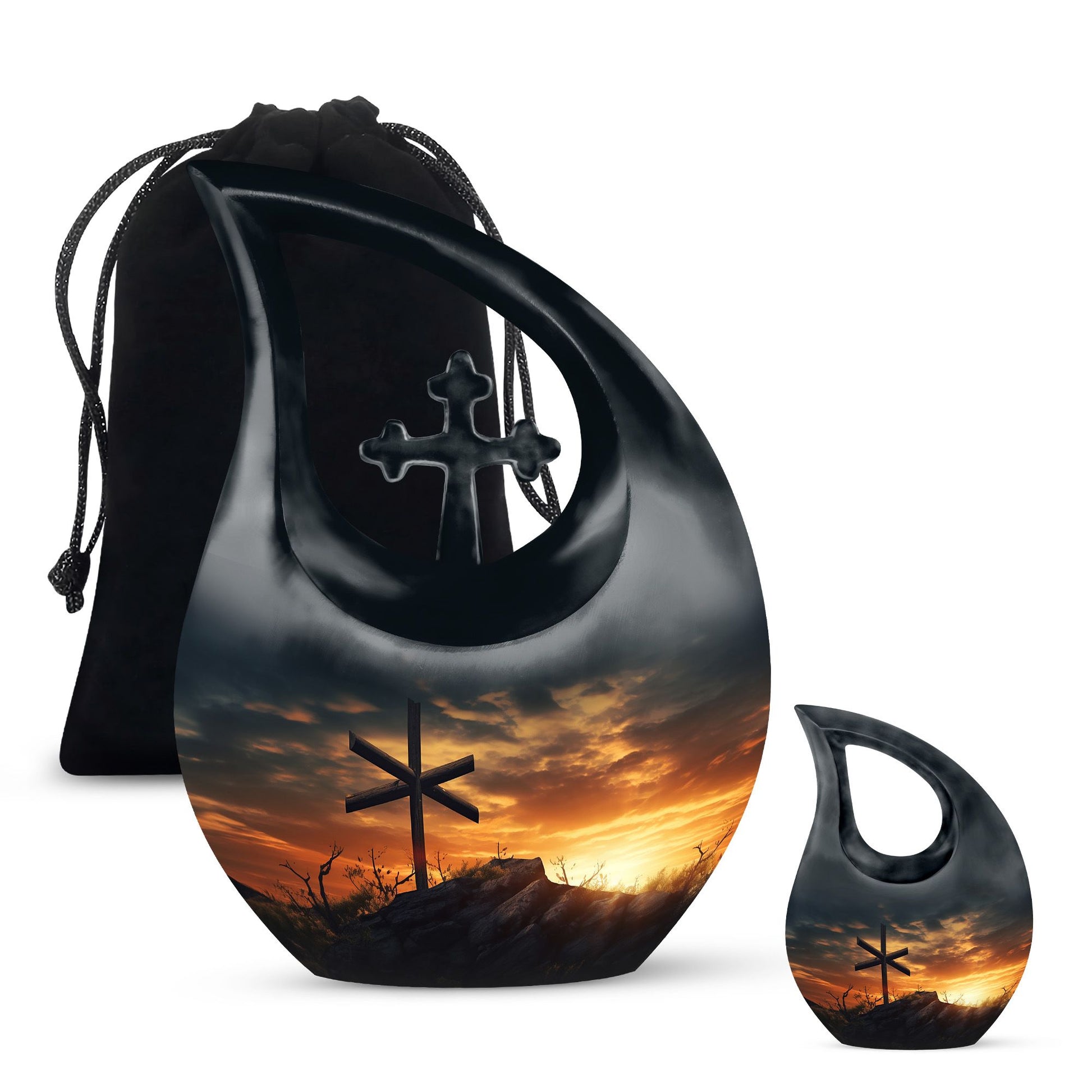 10 Inch Jesus Christ Urn in cross drop design, 