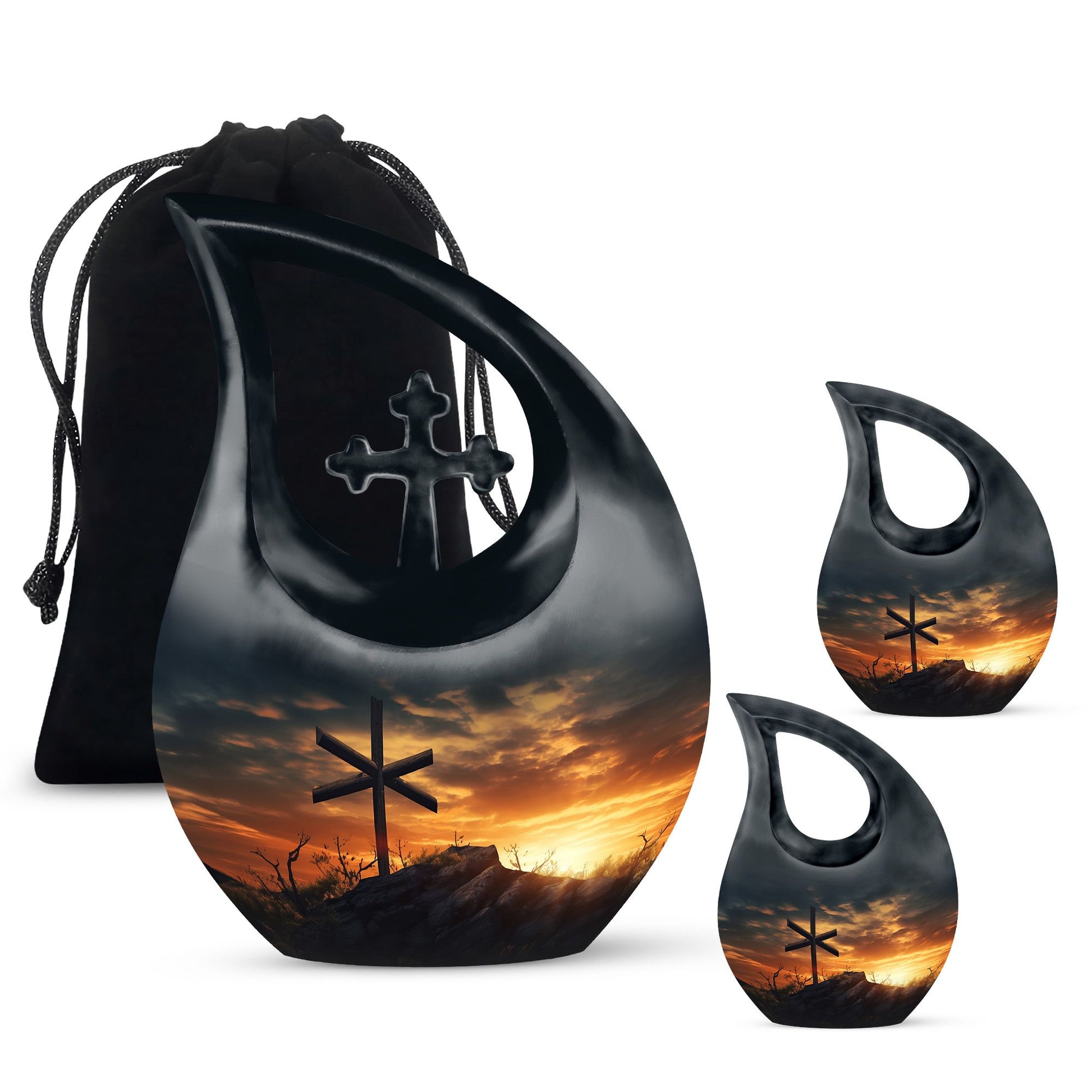 10 Inch Jesus Christ Urn in cross drop design, 