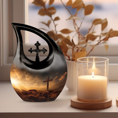 Jesus Christ Urn, Cross Drop design, personalized urn 