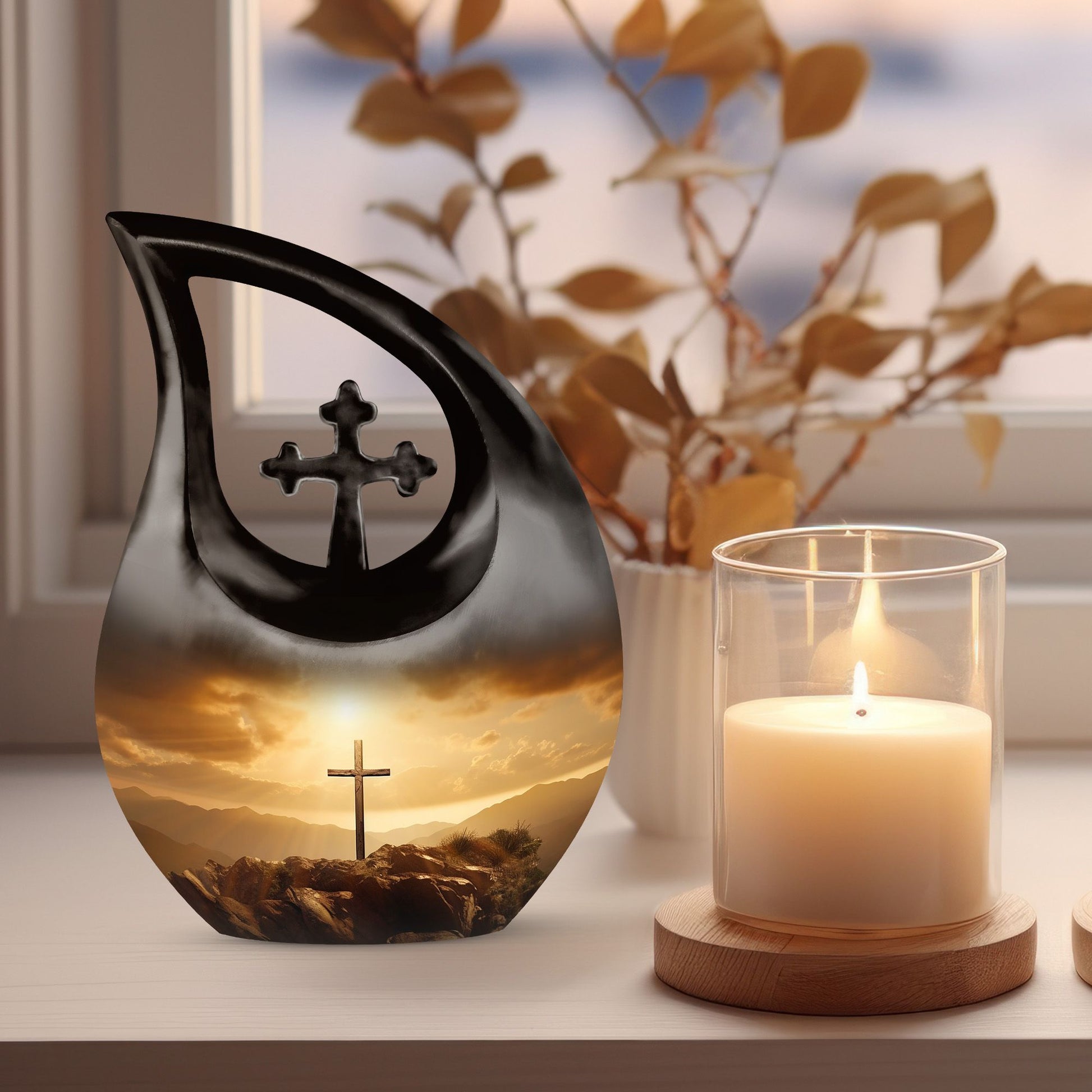 10-inch Jesus Christ Companion Urn for Adults with Cross