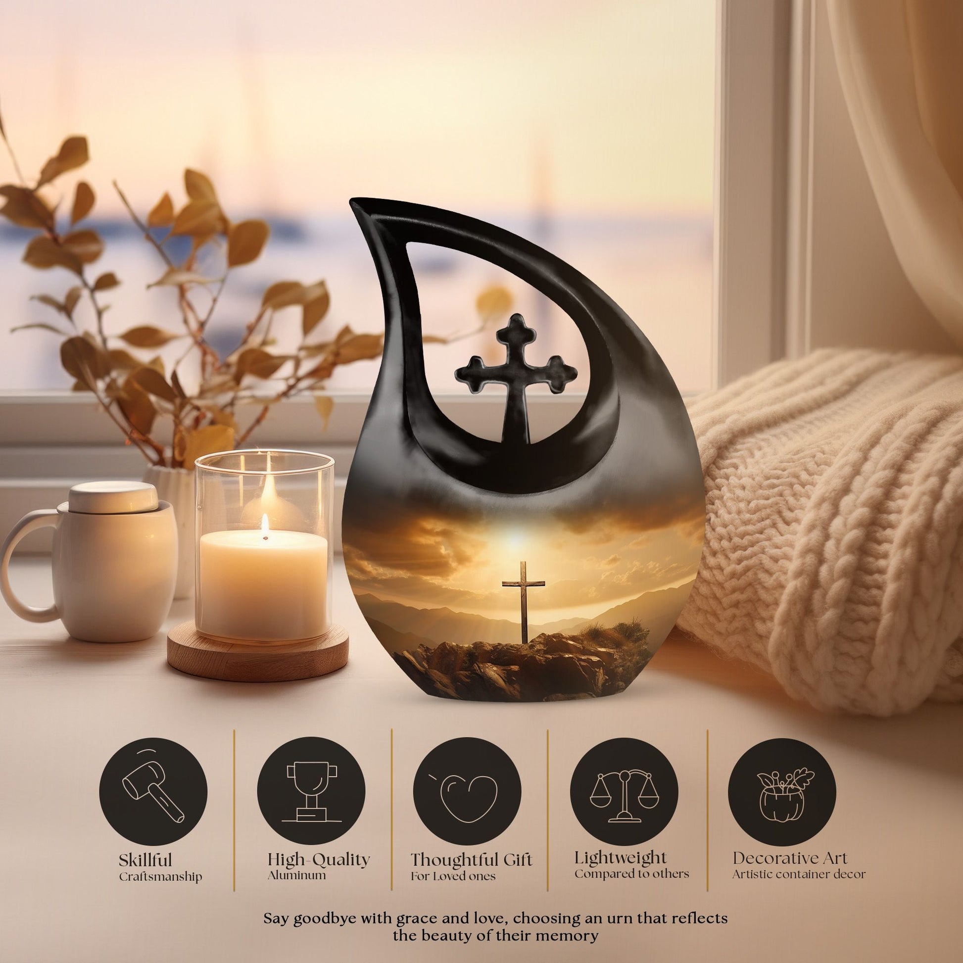 10-inch Jesus Christ Companion Urn for Adults with Cross