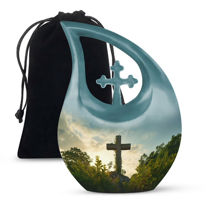 10-inch Jesus Christ urn with Cross Drop design, suitable 