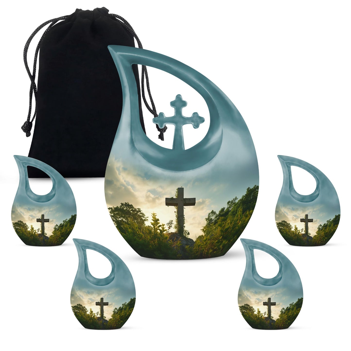 10-inch Jesus Christ urn with Cross Drop design, suitable 