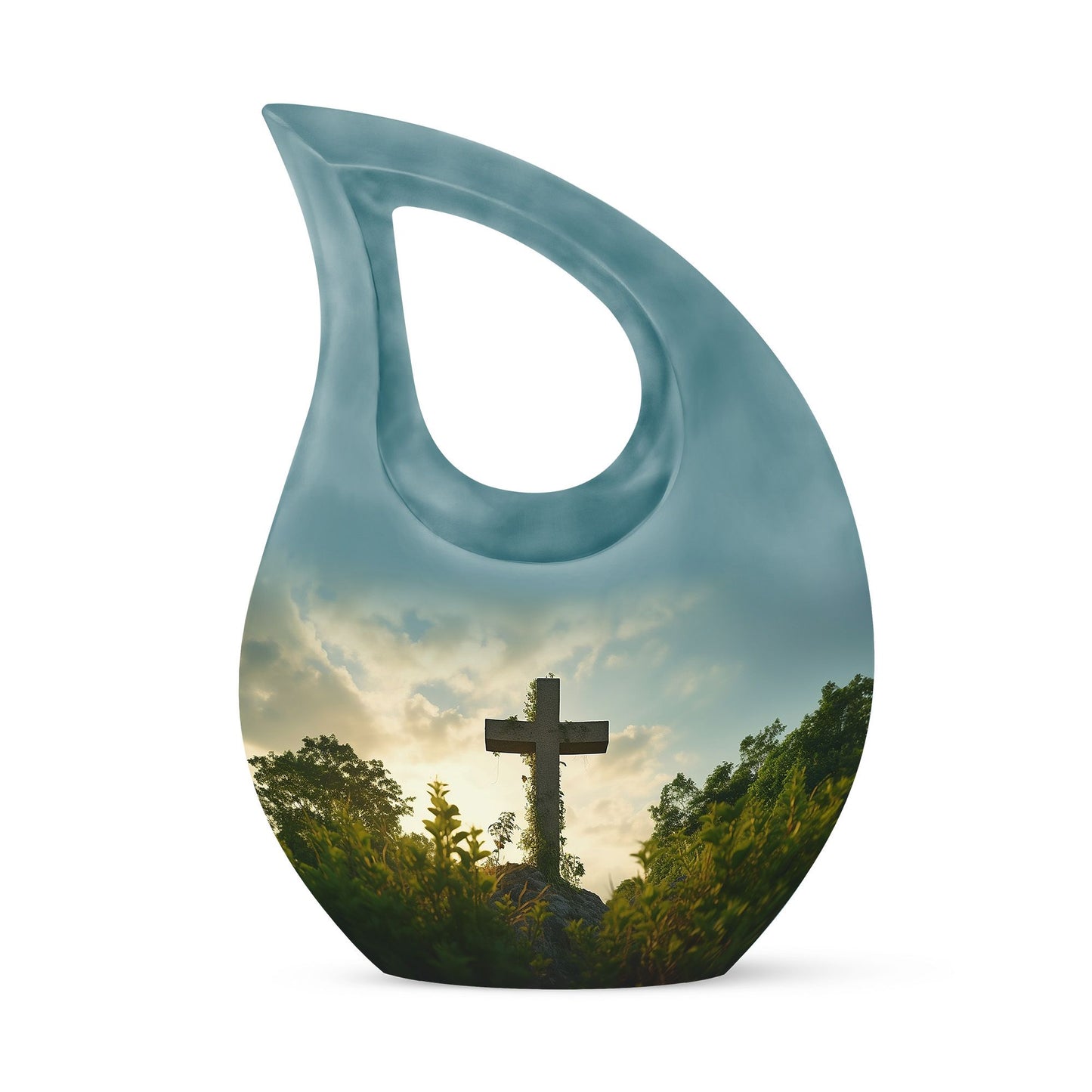 10-inch Jesus Christ urn with Cross Drop design, suitable 
