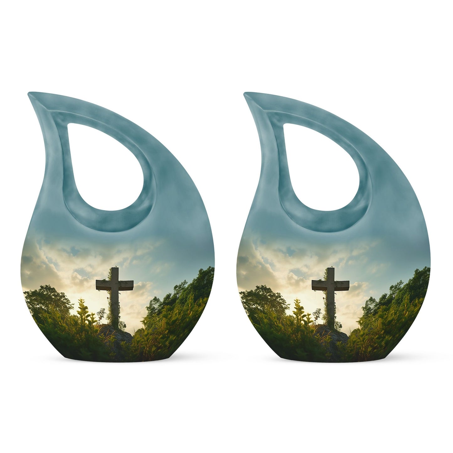 10-inch Jesus Christ urn with Cross Drop design, suitable 