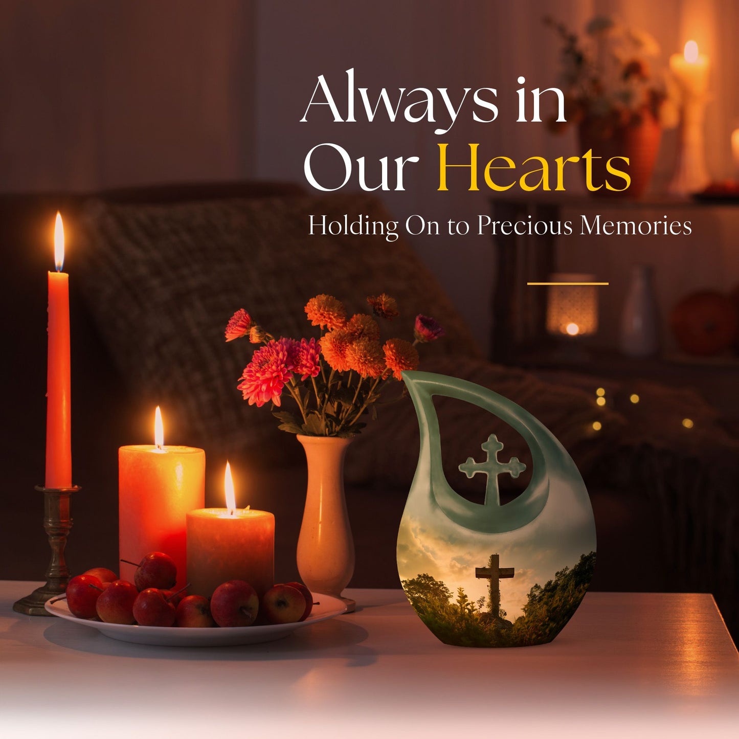 10-inch Jesus Christ urn with Cross Drop design, suitable 