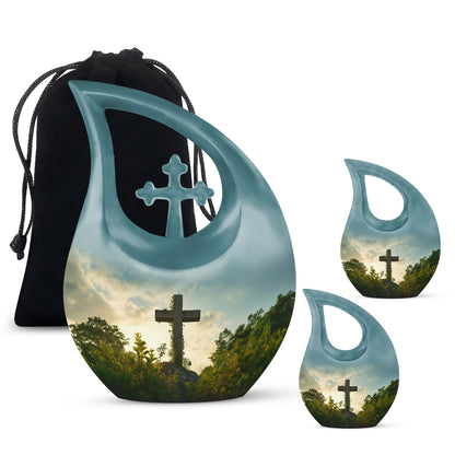 10-inch Jesus Christ urn with Cross Drop design, suitable 