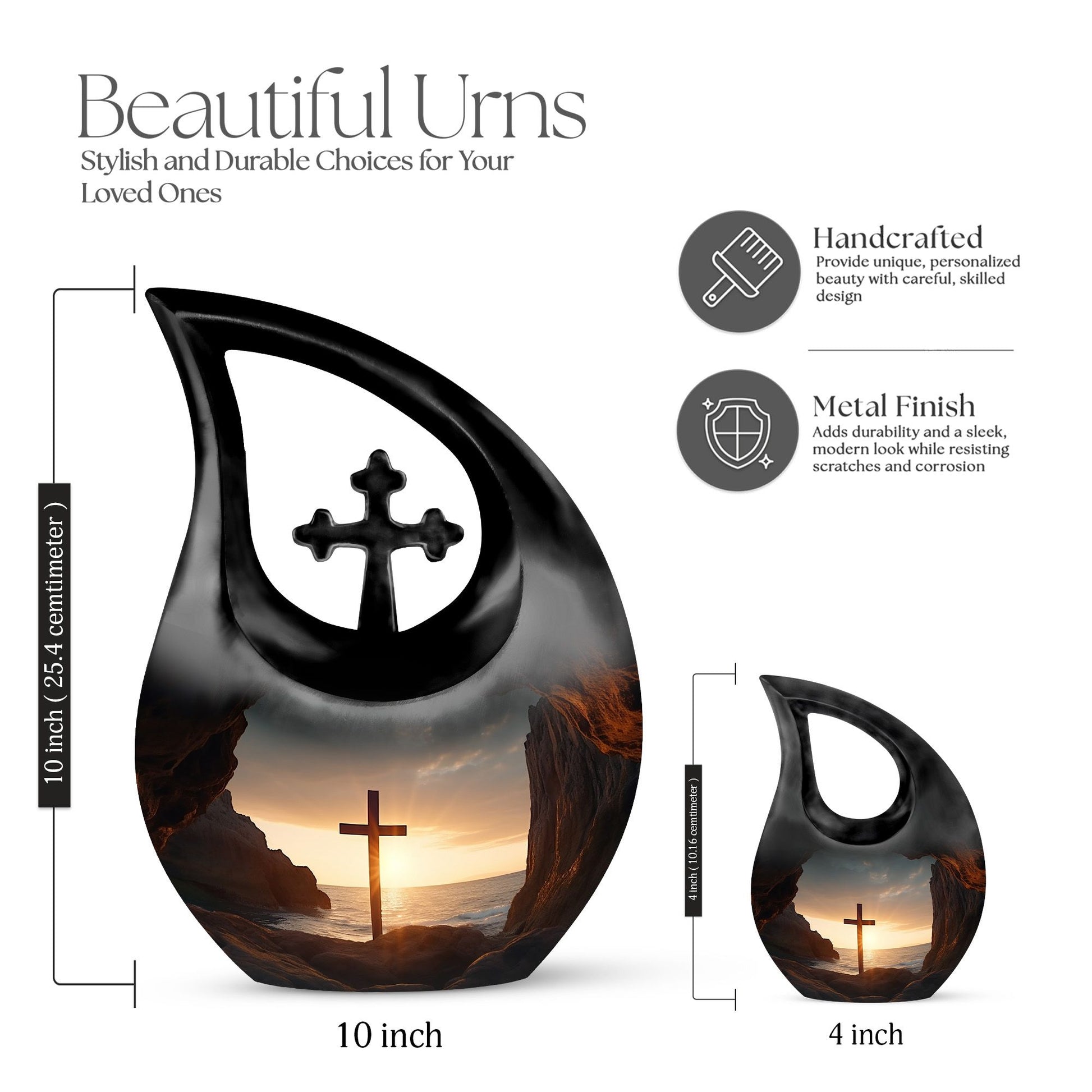 Medium-size 10-inch Jesus Christ Urn with Cross 