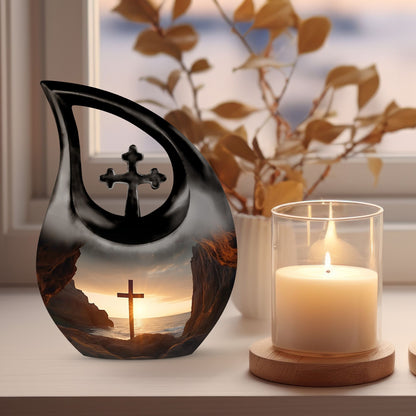 Medium-size 10-inch Jesus Christ Urn with Cross 