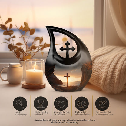 Medium-size 10-inch Jesus Christ Urn with Cross 