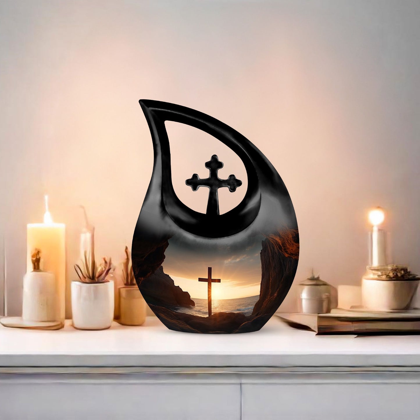 Medium-size 10-inch Jesus Christ Urn with Cross 