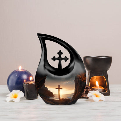 Medium-size 10-inch Jesus Christ Urn with Cross 