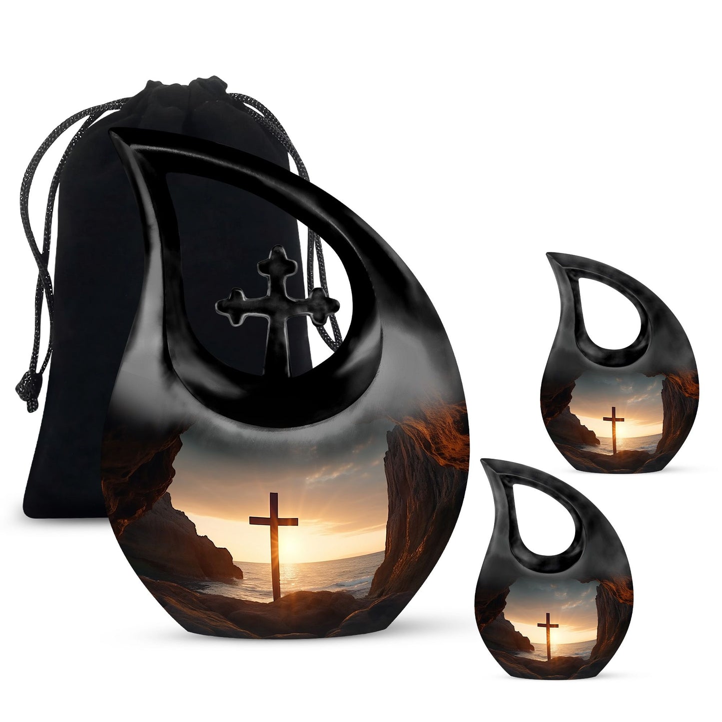 Medium-size 10-inch Jesus Christ Urn with Cross 