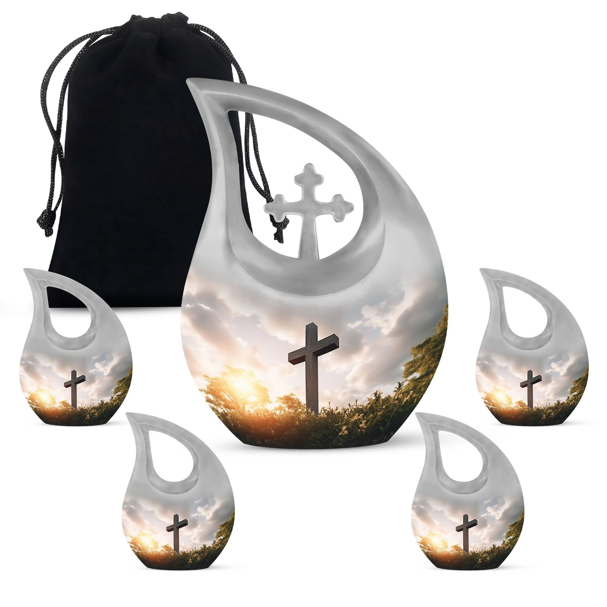 Cross Drop Jesus Christ Large Urn - Memorial Keepsake For Men