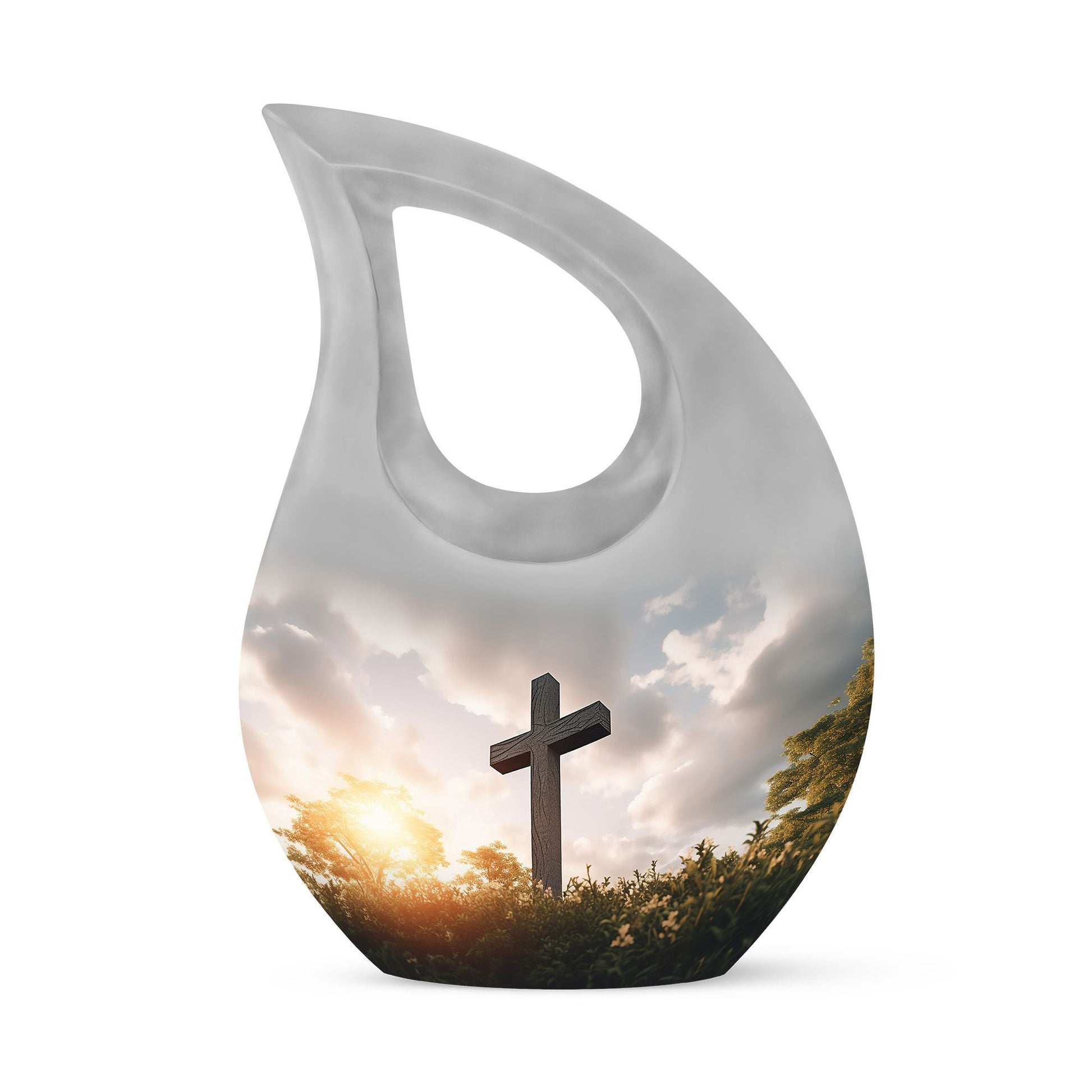 10-inch Jesus Christ Urn, Cross Drop design, 