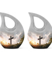 10-inch Jesus Christ Urn, Cross Drop design, 