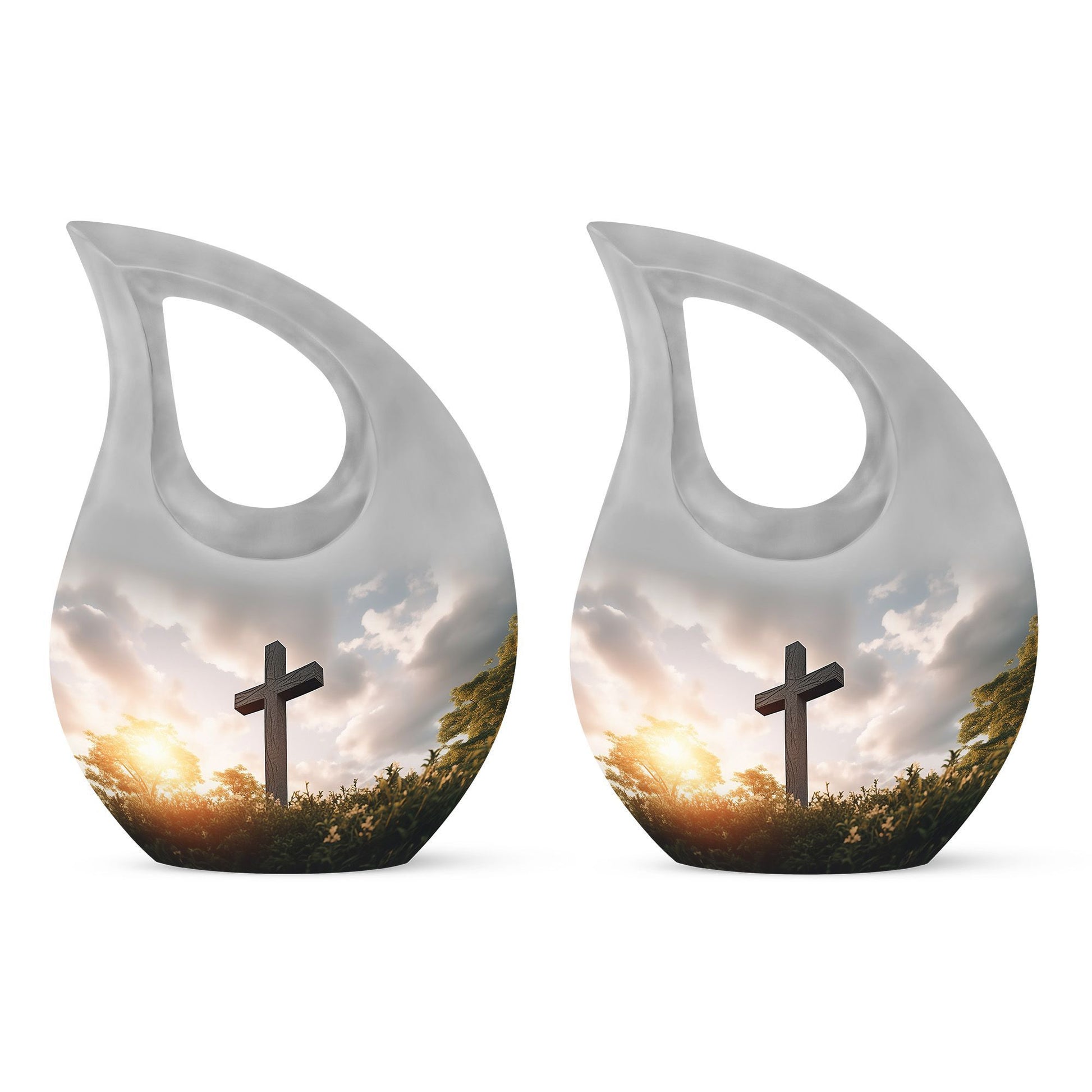 10-inch Jesus Christ Urn, Cross Drop design, 