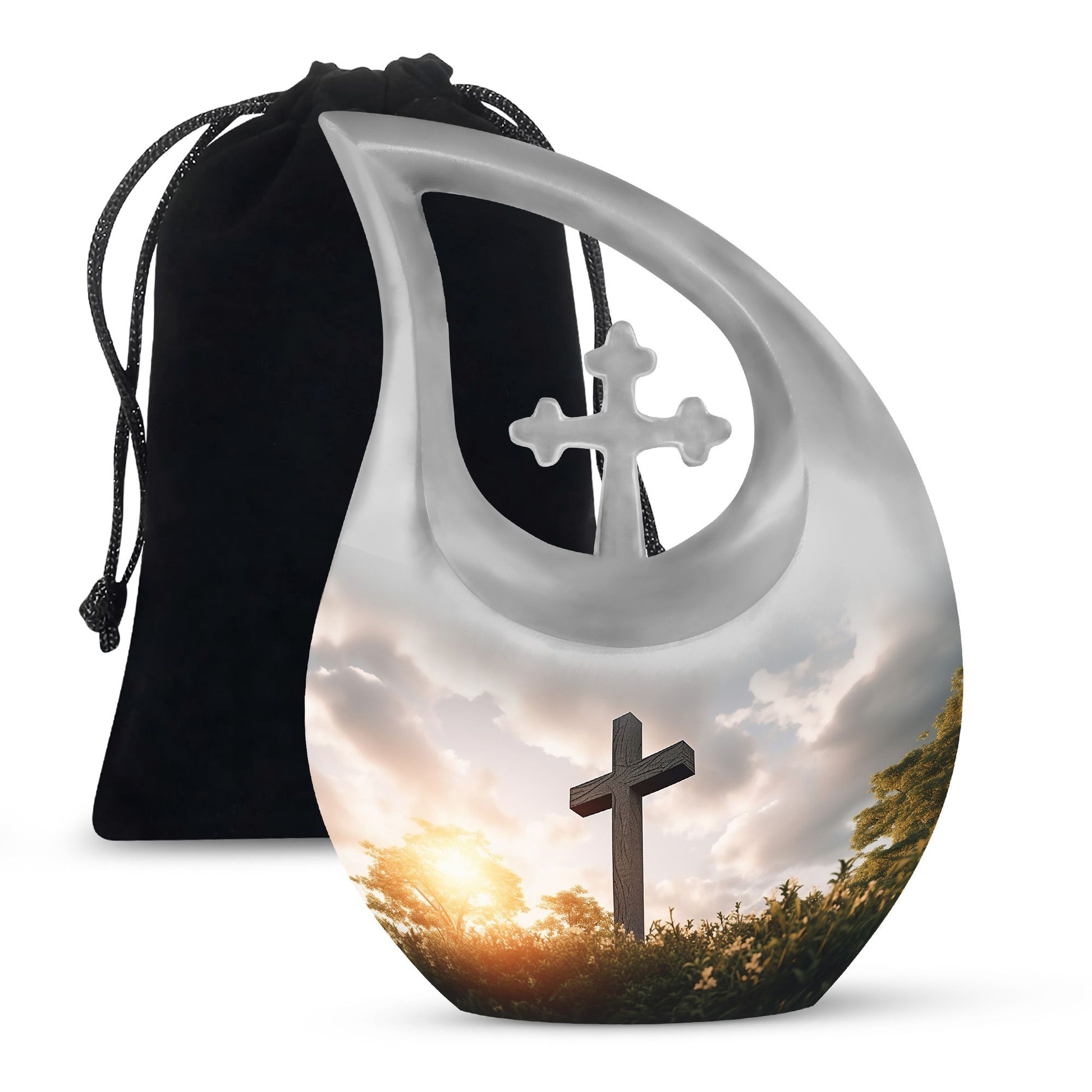 Cross Drop Jesus Christ Large Urn - Memorial Keepsake For Men