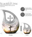 10-inch Jesus Christ Urn, Cross Drop design, 