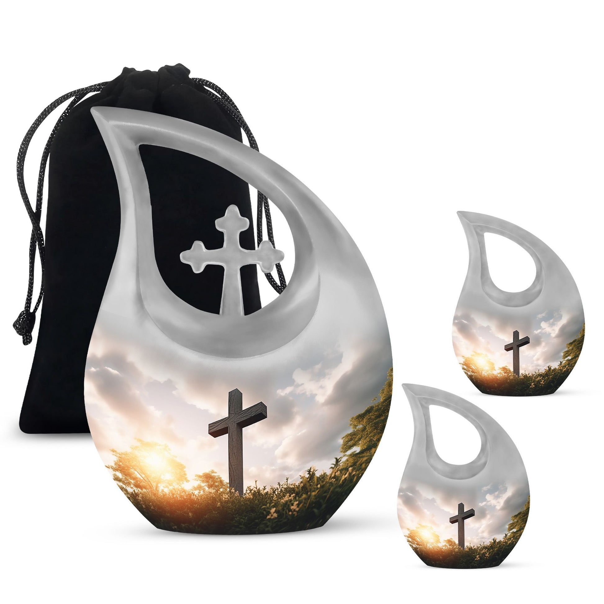 10-inch Jesus Christ Urn, Cross Drop design, 