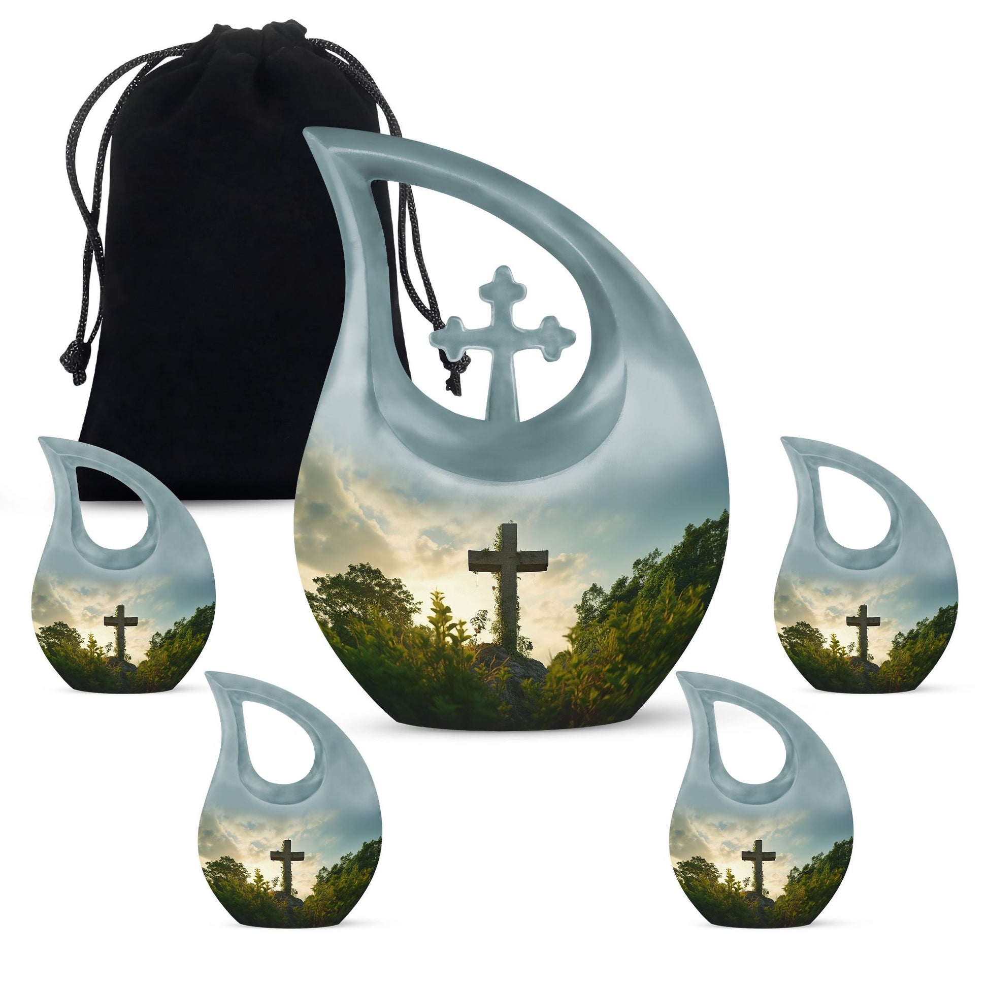 Jesus Christ Urn with Cross Drop design, medium 