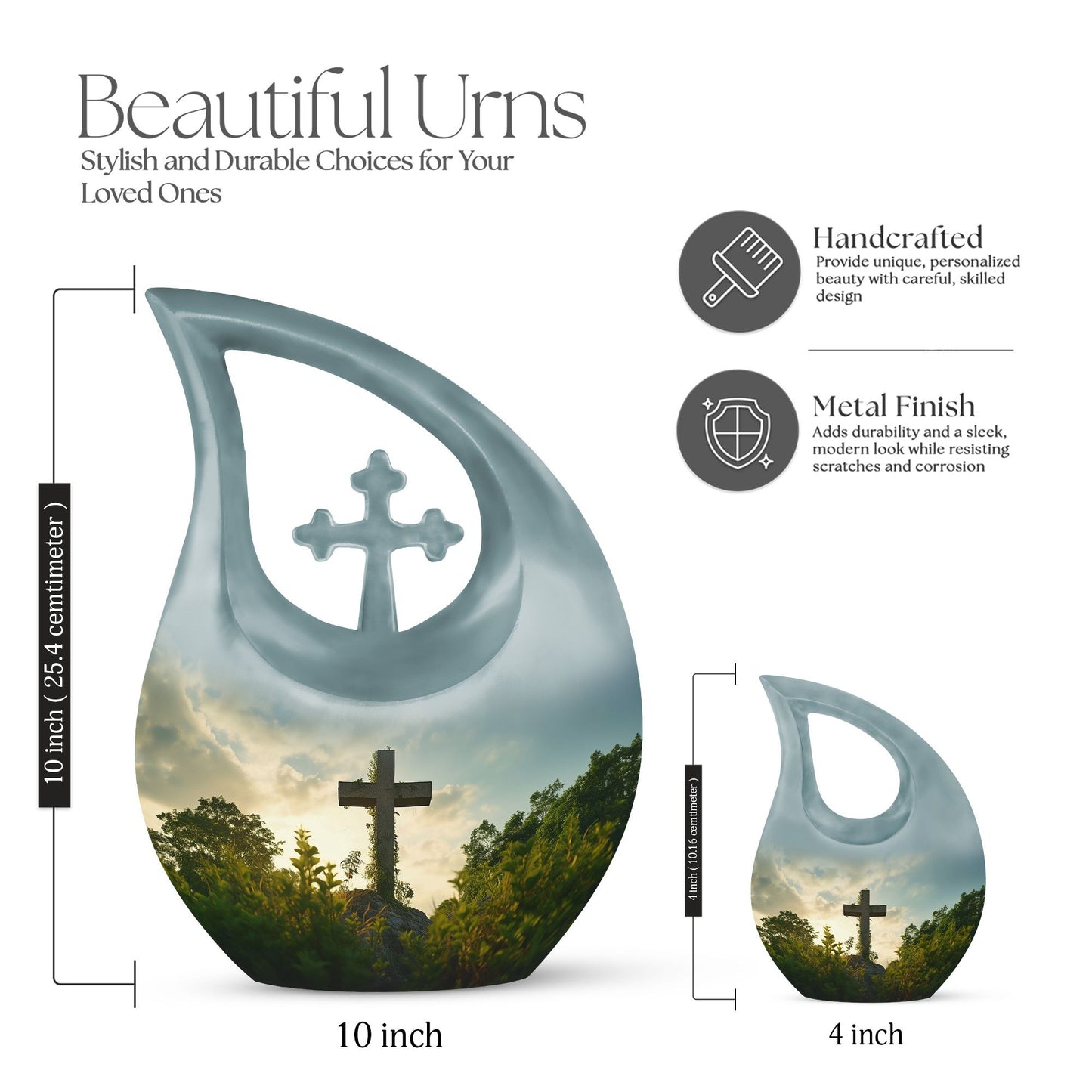 Jesus Christ Urn with Cross Drop design, medium 
