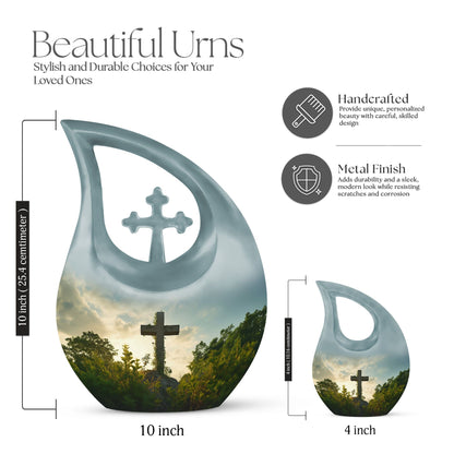 Jesus Christ Urn with Cross Drop design, medium 