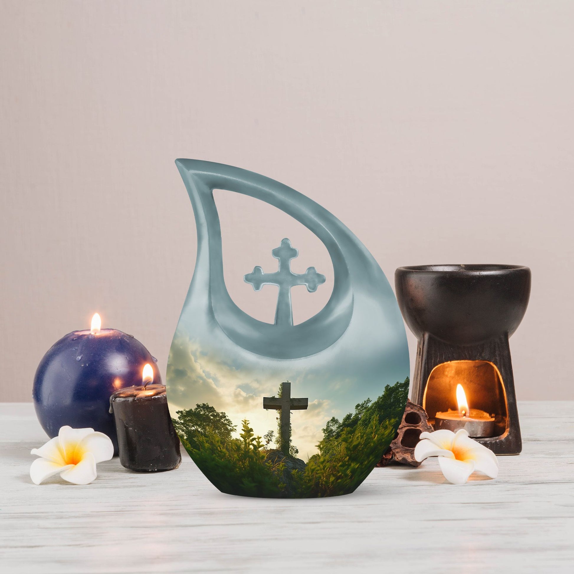 Jesus Christ Urn with Cross Drop design, medium 