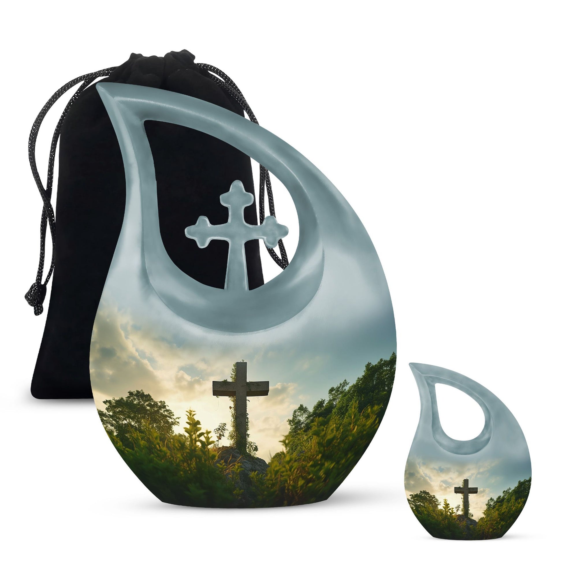 Jesus Christ Urn with Cross Drop design, medium 