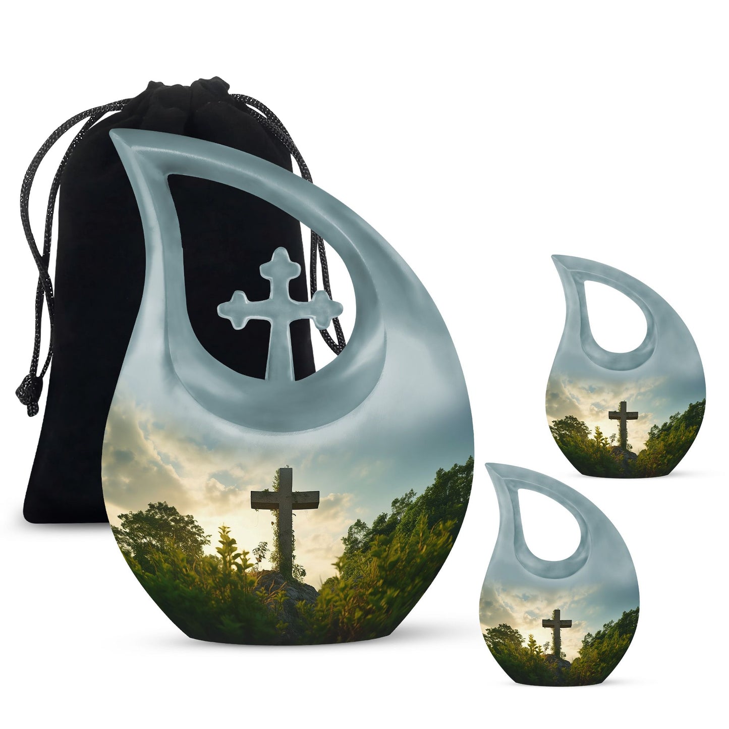 Jesus Christ Urn with Cross Drop design, medium 