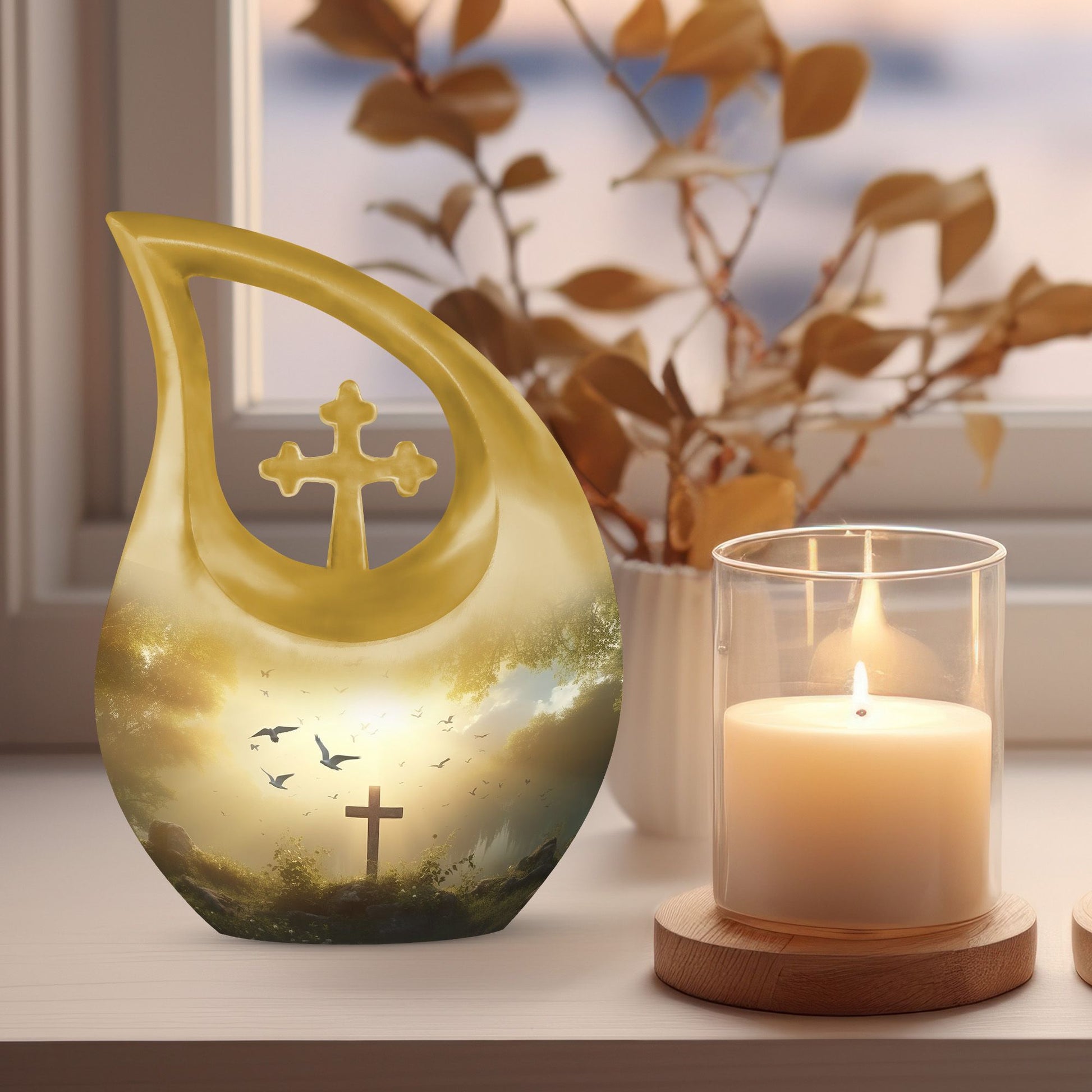 Extra Large Jesus Christ Urn in Cross Drop design, 