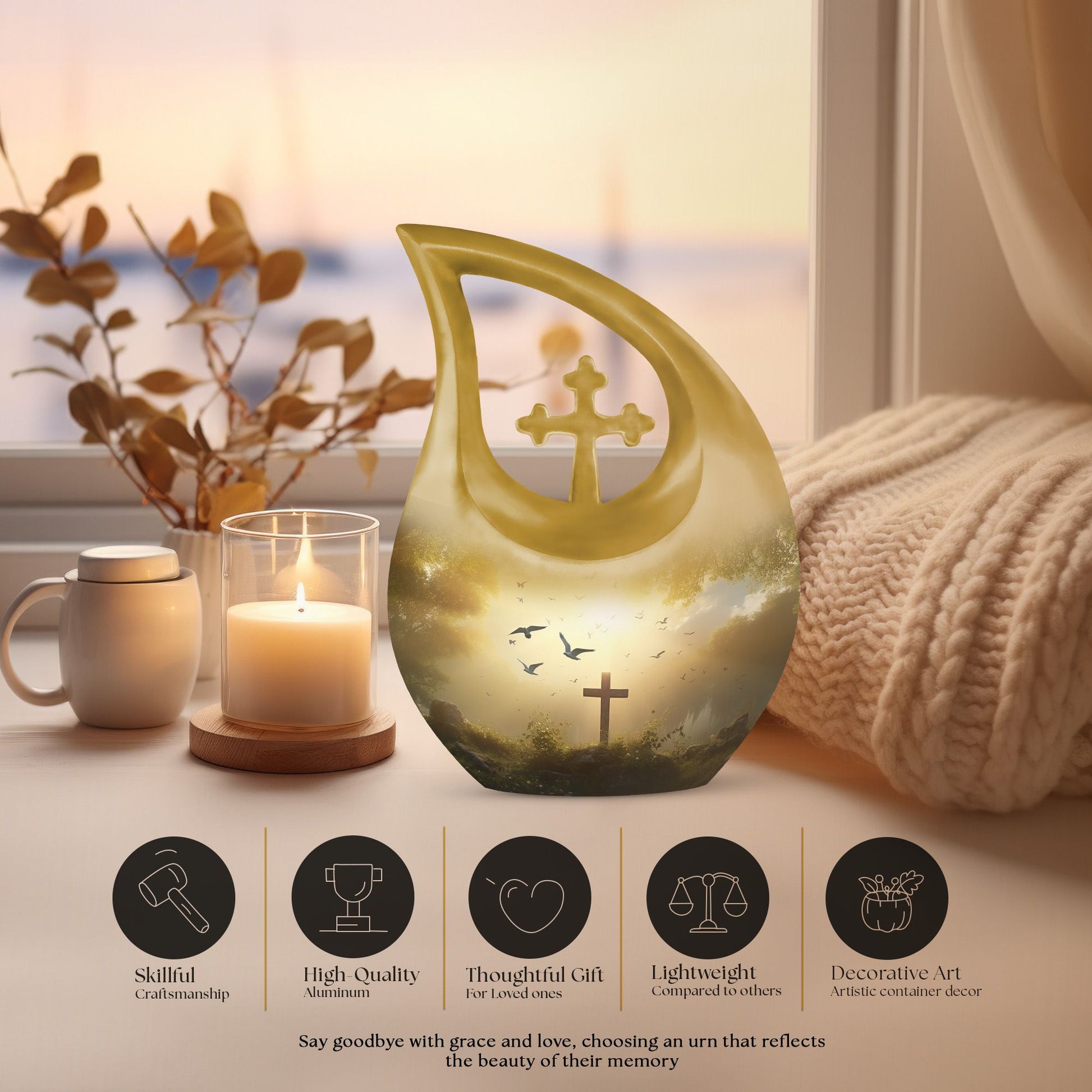 Extra Large Jesus Christ Urn in Cross Drop design, 