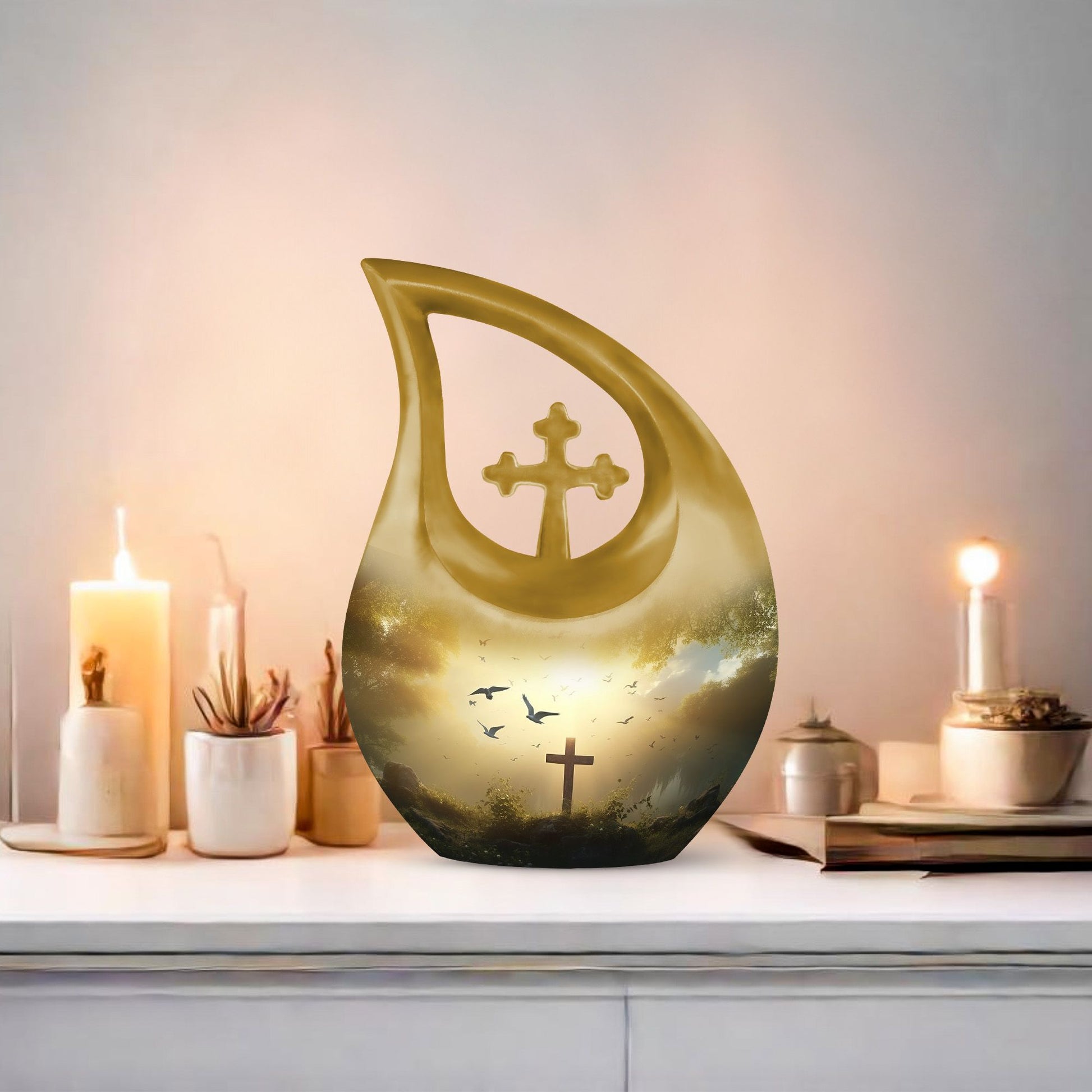 Extra Large Jesus Christ Urn in Cross Drop design, 