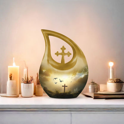 Extra Large Jesus Christ Urn in Cross Drop design, 