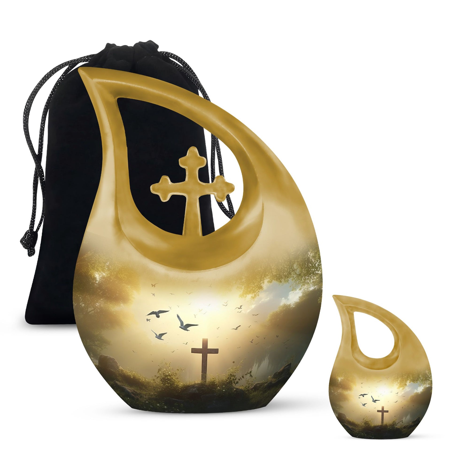 Cross Christ Cremation Memorial Urn For Mom & Dad