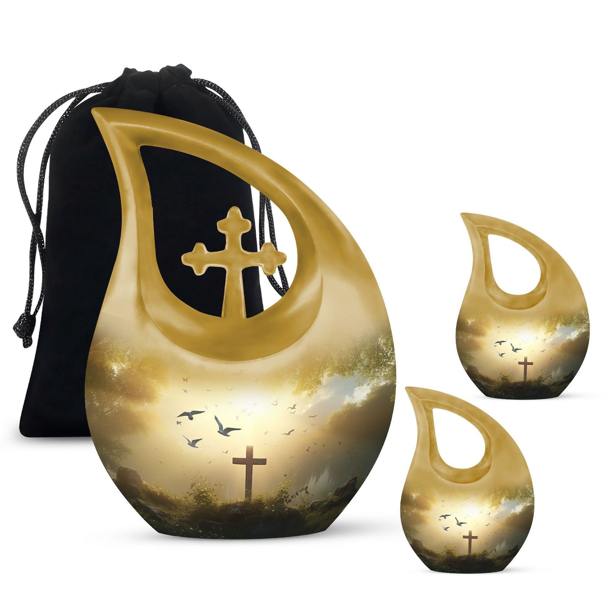 Cross Christ Cremation Memorial Urn For Mom & Dad