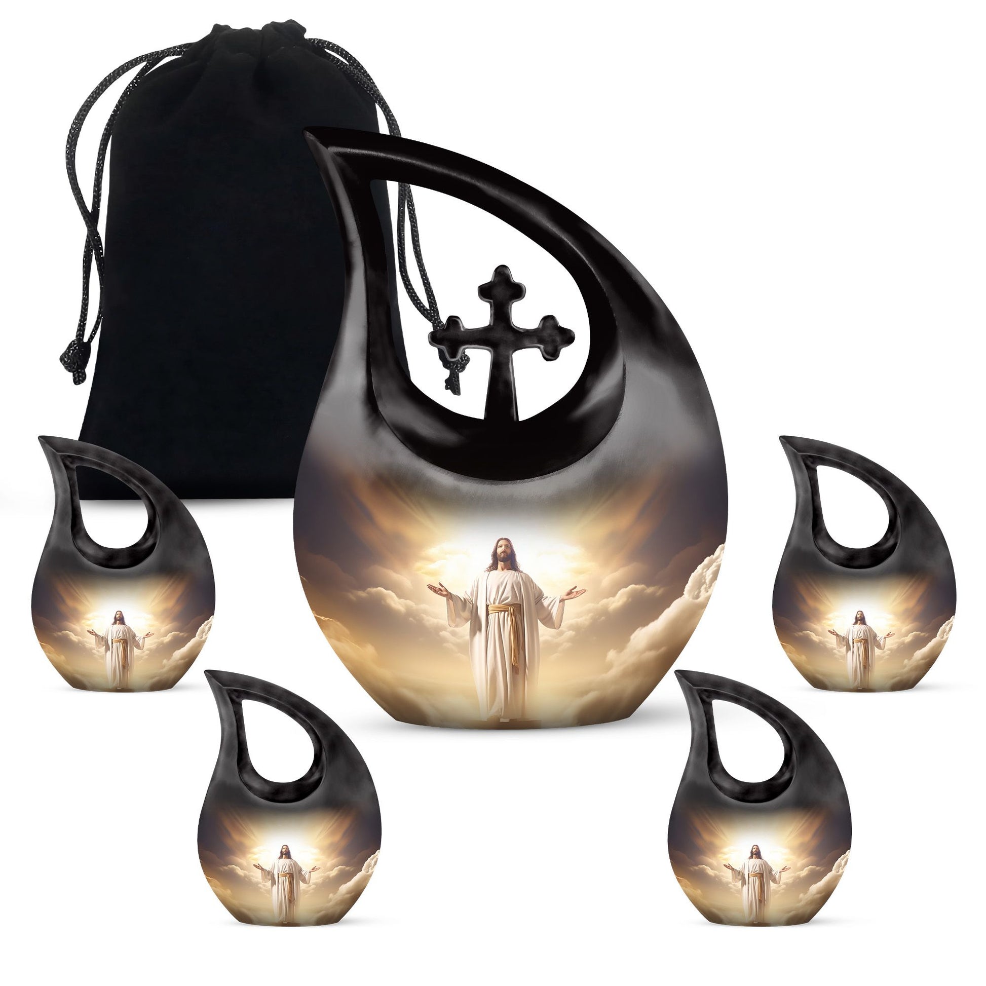 10 inch Jesus Christ themed Cross Drop urn, 