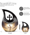 10 inch Jesus Christ themed Cross Drop urn, 